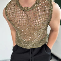HEARUJOY  -  Mens Vest Knot Hollow Personality Sexy Body Shaping Tank Top Spring Summer Streetwear Niche Sleeveless Top Men'S Clothing 2025
