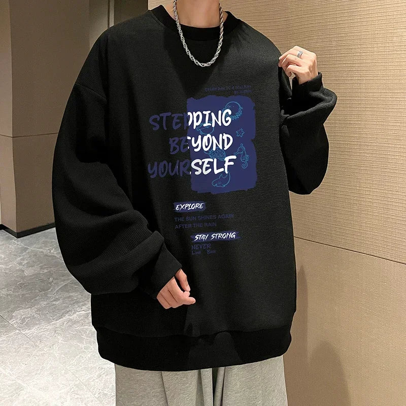 HEARUJOY  -  Funny Men's Oversized Hoodie White Walf Checks Hoodies for Men Fashion Letter Print 5XL Man Casual Wear Hoody Male Sweatshirt