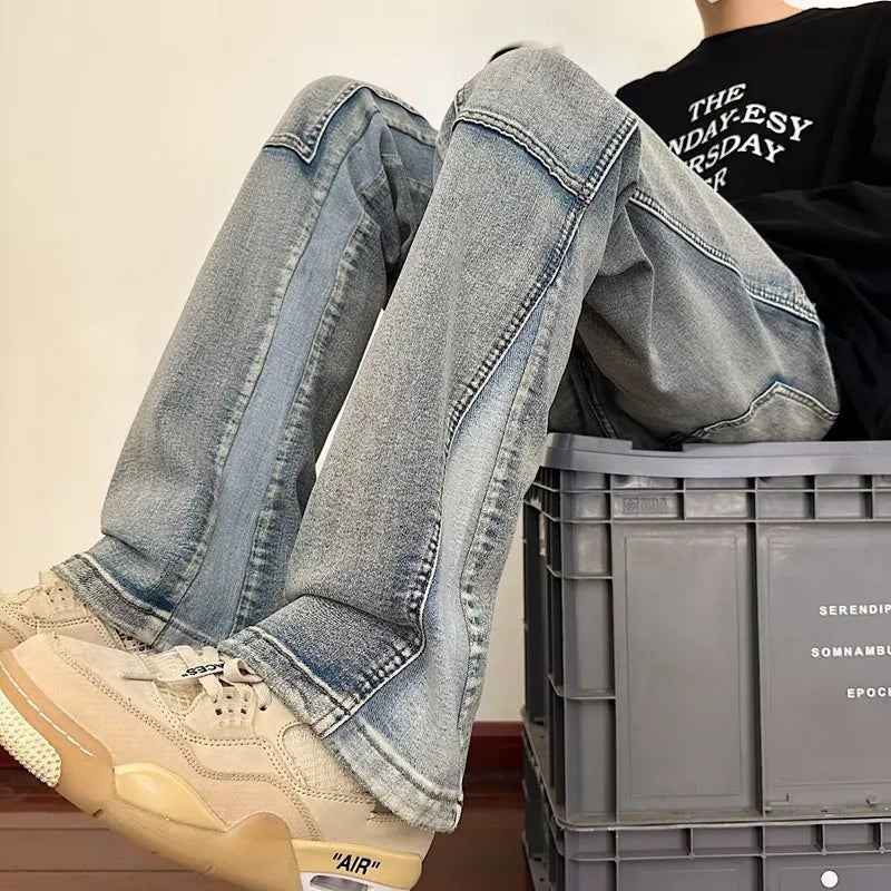 HEARUJOY  -  Y2K Streetwear New Kpop Flare Jeans Cargo Pants Men Clothing Straight Old Vintage Hip Hop Denim Trousers Pantalones Hombre