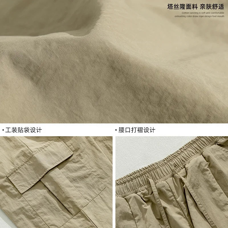 Hearujoy Green Cargo Pants for Men Parachute Khaki Cargo Trousers Male Streetwear Hip Hop Loose Casual Oversize Spring Summer