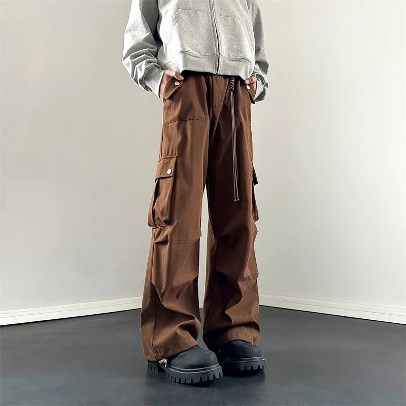 Hearujoy Autumn New Cargo Pants Popular Multi-pockets Overalls Harajuku Streetwear Men Loose Casual Trousers Straight Mopping Pants