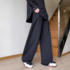 HEARUJOY  -  Black Mens Suit Pants Summer American High Street Wide Leg Pants Trend Casual Comfortable Office Attire Fashion Pantalettes