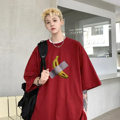 HEARUJOY  -  T Shirt Oversized Cotton For Men White Men's Banana Print T-shirts 5XL Male Casual Wear Summer Tee Shirts Unisex Big Size
