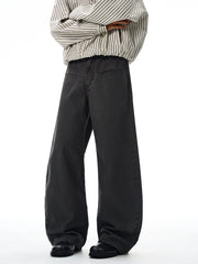 HEARUJOY  -  100% Cotton Wide-leg Jeans Men's Autumn Fashion Pocket Design Casual Trousers Loose American High Street Y2K Denim Pants