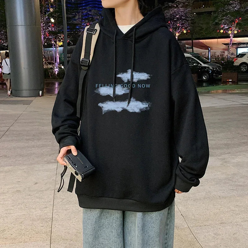 HEARUJOY  -  Funny Men's Oversized Hoodie Off White Hoodies with Hat Oversize for Men Cloud Print 5XL Man Casual Wear Hoody Male Sweatshirt