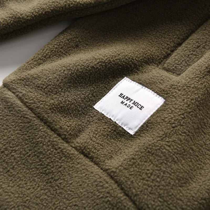 HEARUJOY  -  Men's Double-Sided Fleece Relaxed Fit Henley Neck Pullover - Warm Casual Sweatshirt for Autumn/Winter