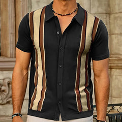 HEARUJOY  -  Men's Luxury Clothing Knit Short Sleeve Polo Shirt Casual Streetwear Lapel Button Down Cardigan Breathable Tops Summer Knitwear