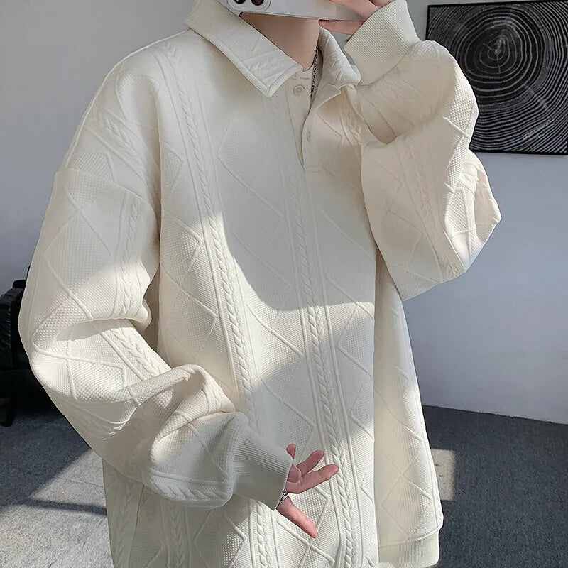 HEARUJOY  -  Spring Lapel Hoodie Men Fashion Casual Pullover Sweatshirt Men Streetwear Korean Loose Casual Hoodie Men Oversized Hoody M-3XL
