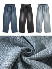 HEARUJOY  -  Spring Summer Men's Jeans Korean Fashion Black Blue Wide Leg Denim Pants Loose Straight Jean Trousers