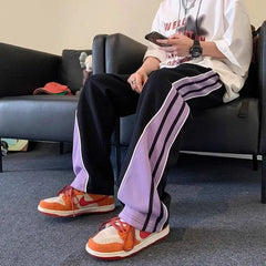 HEARUJOY  -  Loose Autumn Winter Wide Straight Baggy Trousers For Men Punk Casual Pants Man Trend Luxury Classic Streetwear Polyester Sale
