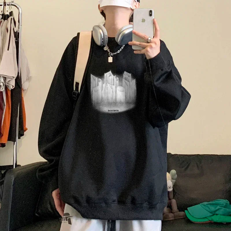 HEARUJOY  -  Men's Oversized Hoodie White 5XL Fashion Hoodies Oversize for Men Funny Print Man Casual Wear Hoody Male Sweatshirt