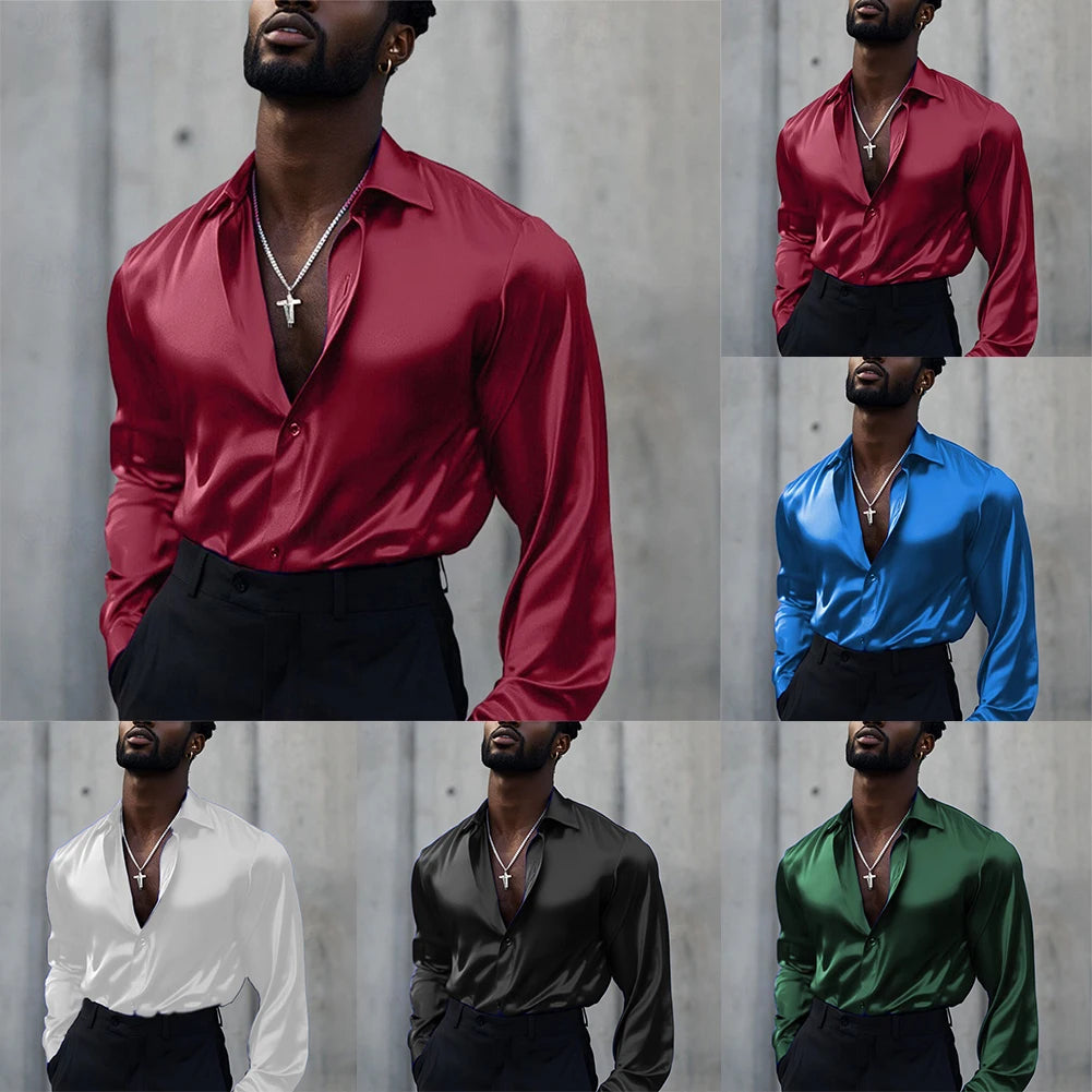 HEARUJOY  -  Business Shirt Casual Top Mens Retro Shirt 5 Spandex 95 Polyester Applicable Gender Men Daily Wear Holiday Attire