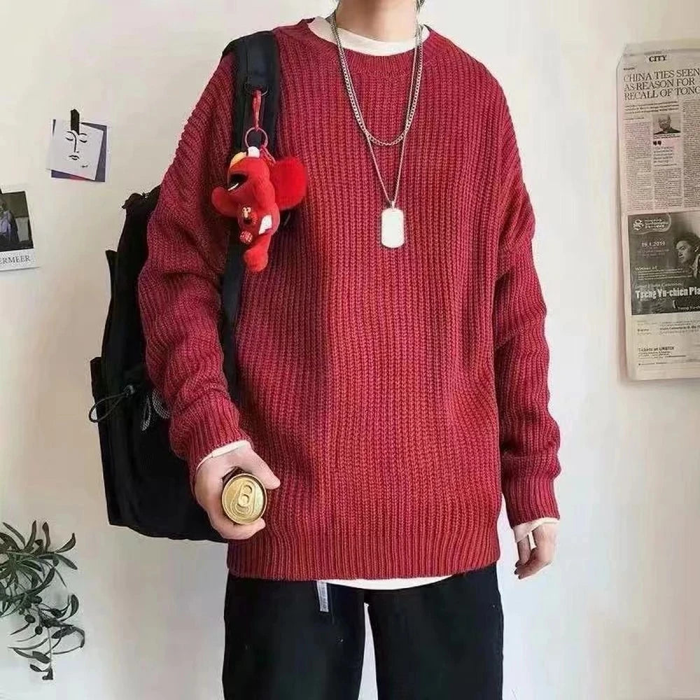 HEARUJOY  -  Korean Fashion Sweaters Men Autumn Solid Color Wool Sweaters Slim Fit Men Streetwear Mens Clothes Knitted Sweater Men Pullovers