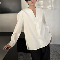 HEARUJOY  -  Mens Shirt V-Neck Sexy Nightclub Shirt Streetwear Ballroom Fashion Elegant Versatile Long-Sleeved Top Men'S Clothing 2025 New