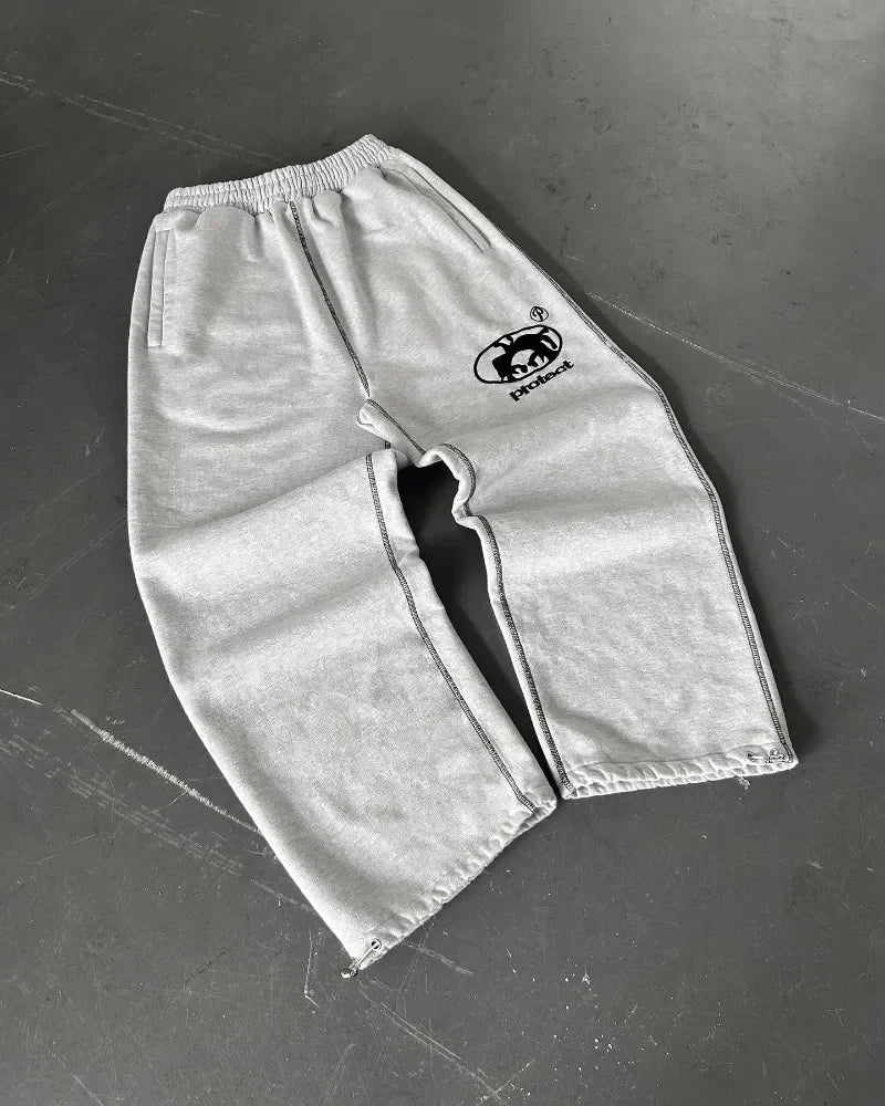 Hearujoy Y2K retro simple striped casual pants for men and women Harajuku loose straight pants high waist loose hip hop sweatpants
