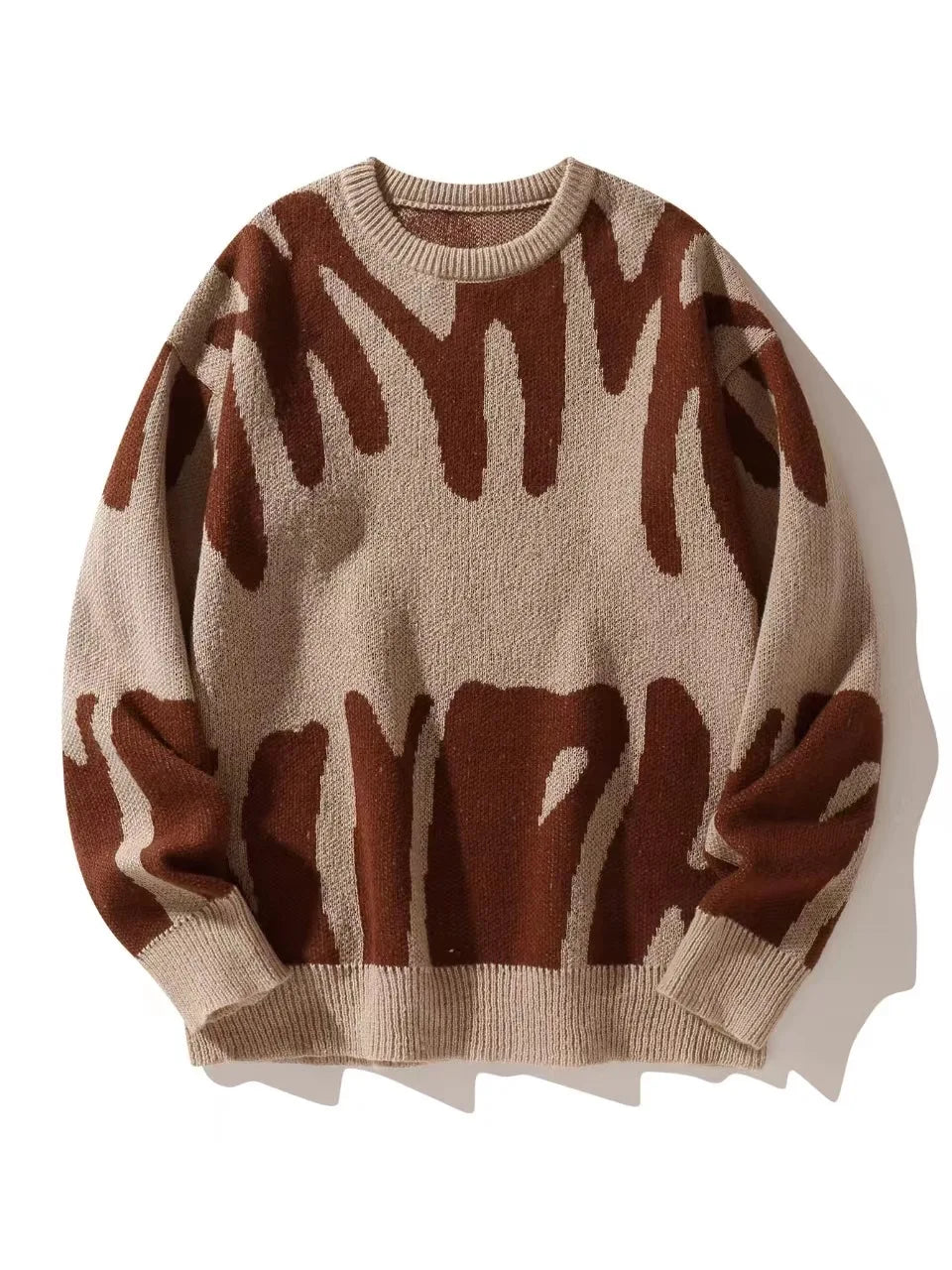 HEARUJOY  -  Autumn Winter Men Knitted Sweaters Irregular Jacquard Pattern Pullovers Thicken Warm Tops Male Casual Round Neck Knitwear