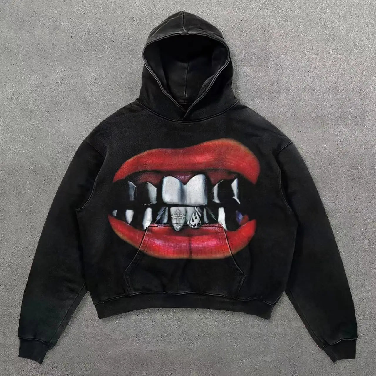 Hearujoy Y2K Retro Punk Hip hop Printed Men Women High Quality Hoodie American Gothic Fashion Couple Casual Hoodie Sweatshirt Streetwear