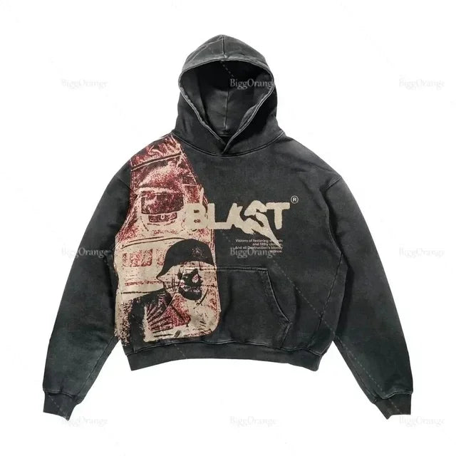 Hearujoy Hip Hop Vintage Y2K Hoodies Women Sweatshirt Graphic Print Couples streetwear women Harajuku Gothic Pullover oversized Hoodie