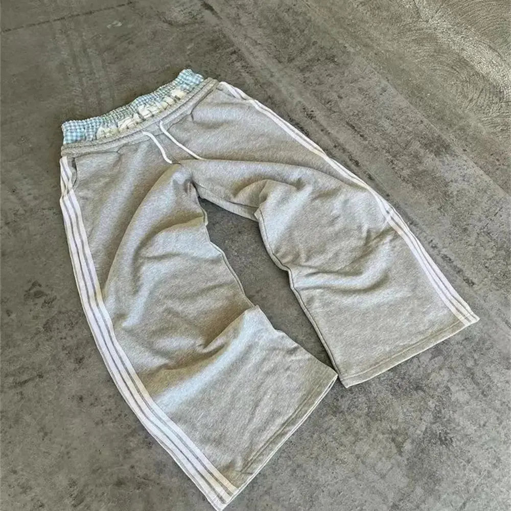 Hearujoy Baggy Pants Double Layer Straight Pants Y2k Side Striped Sweatpants Men's and Women's Loose Wide-leg Trousers Cargo Pant Sets