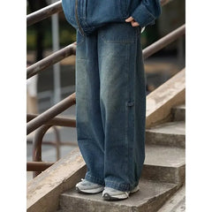 Hearujoy New Streetwear Oversize Jeans Cargo Pants Loose Wide Leg Pants Solid Color Japanese Harajuku Casual Denim Pants Plus Size 5xl