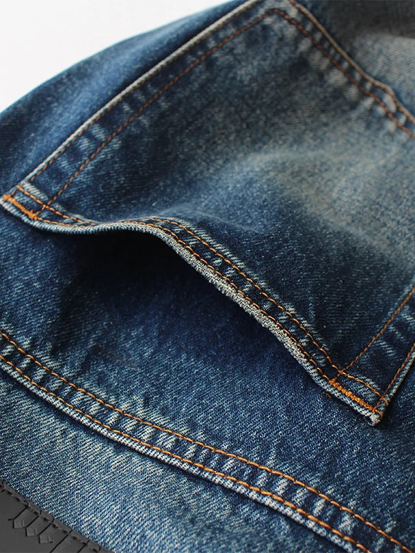 HEARUJOY  -  Autumn Winter American-style Blue Jeans for Men Straight Leg Thick Warm Wide-Leg Loose Fit Trendy Casual Washed Denim Pants