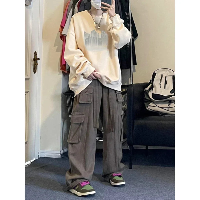 HEARUJOY  -  Men's Oversized Hoodie White 5XL Fashion Hoodies Oversize for Men Funny Print Man Casual Wear Hoody Male Sweatshirt
