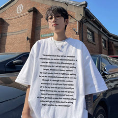 HEARUJOY  -  T Shirt Oversized Cotton For Men White Men's Letter Print T-shirts Men 5XL Casual Wear Summer Tee Shirts Big Size Clothing