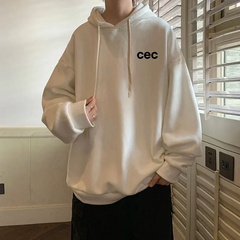 HEARUJOY  -  Men's Oversized Hoodie Off White 5XL Letter Print Hoodies with Hat Over size for Men Man Hoody Casual Wear Male Sweatshirt