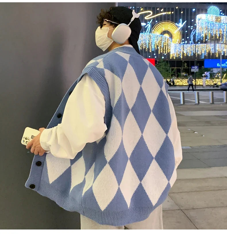 HEARUJOY  -  New Autumn Winter Fashion Trend Casual Vneck Cardigan Vest For Men Highquality Korean Version Loose Comfortable Versatile Jacket