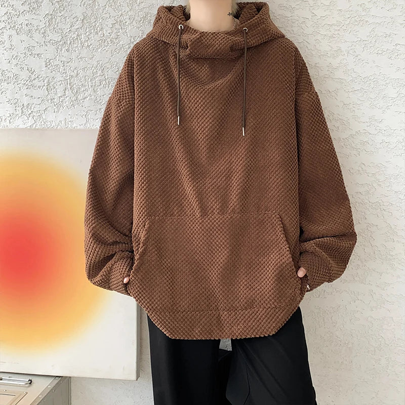 Hearujoy Harajuku Corduroy Hoodies Men High Quality Streetwear Loose Y2k Hip Hop Hooded Sweatshirts Couple Clothing Female Pullovers