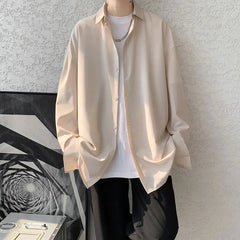 HEARUJOY  -  White Long Sleeved Shirt Men Fashion Black Dress Shirt Men Korean Loose Casual Shirt Mens Office Formal Shirt Large Size 4XL