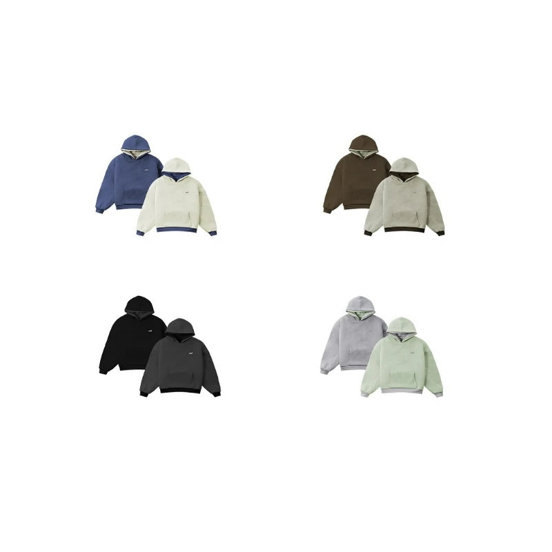 Hearujoy Y2K Double Cap Hoodie Trend Two Sided Wear Solid Color High Street Men Women Pullover Harajuku Oversized Loose Casual Streetwear