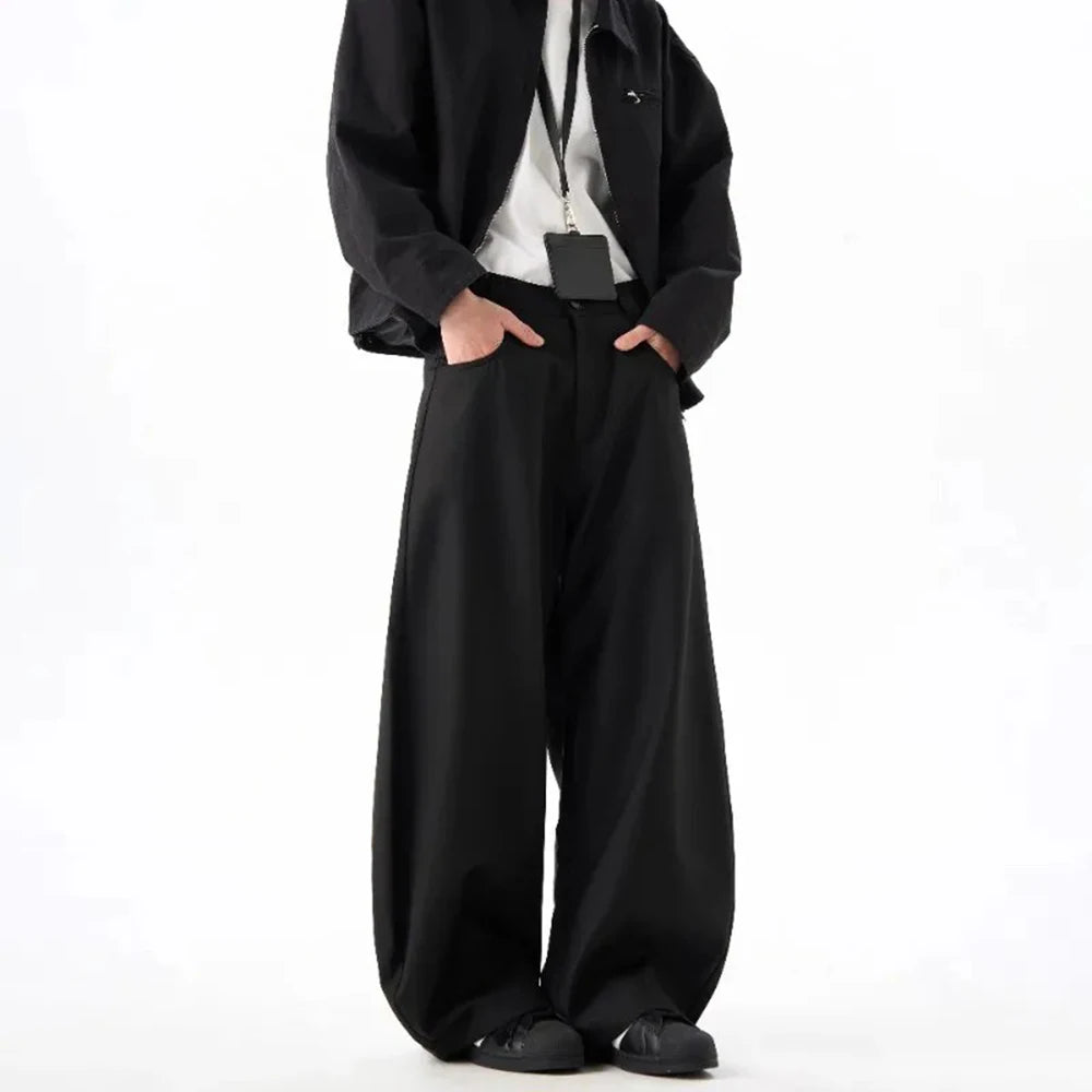 HEARUJOY  -  Mens Casual Pants British Style Wide-Leg Pants Streetwear Fashion Versatile Trend Youth Campus Trousers Men'S Clothing 2025 New