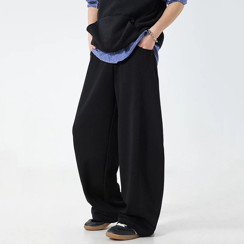 HEARUJOY  -  Men's Casual Pants Summer Autumn New Silhouette Curved Knife Trousers American Style Sports Elastic Waist Sweatpants 9W3472