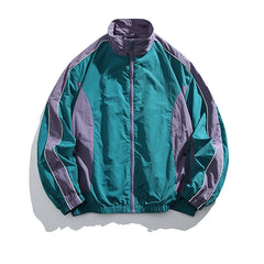 HEARUJOY  -  Japanese Retro Youth Streetwear Jacket - Men's Color-Blocked Stand Collar Waterproof Windbreaker Urban Outdoor Functional Jacket