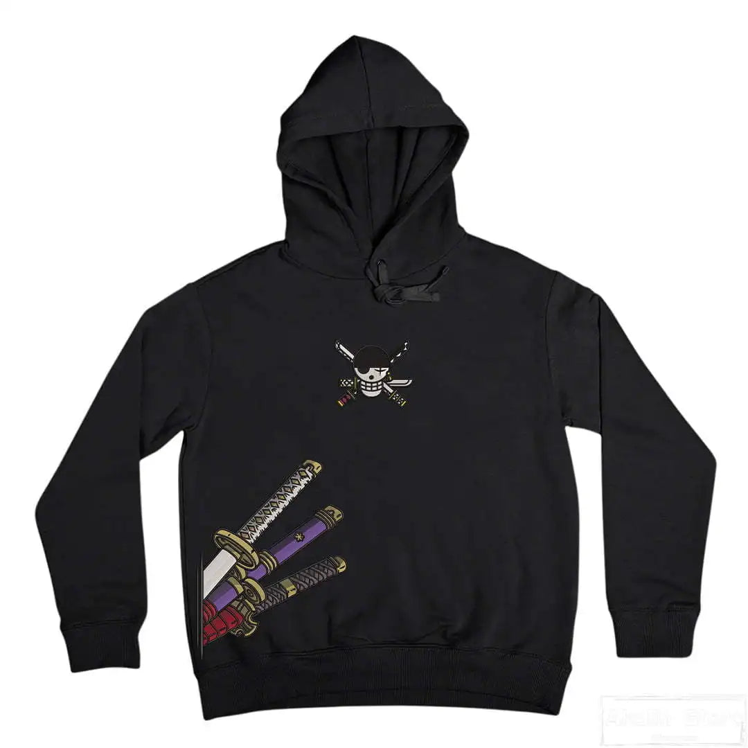 Hearujoy Harajuku Zoro Knife Print Hoodies Anime Streetwear Vintage Oversized Hoodie Y2k Top Ootd Sweatshirt Tracksuit Women Men Clothing