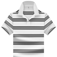 HEARUJOY  -  Casual Polo Shirt Man Fashion Striped Polo Shirt Short Sleeve Men's Lapel Button Shirt Summer Tops Golf Breathable Polo Hombre