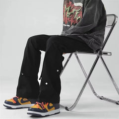 HEARUJOY  -  Spring Autumn Vintage Harajuku Solid Pants Men Loose Fashion Trousers Y2K Pockets Patchwork Ropa Hombre All Match Male Clothes