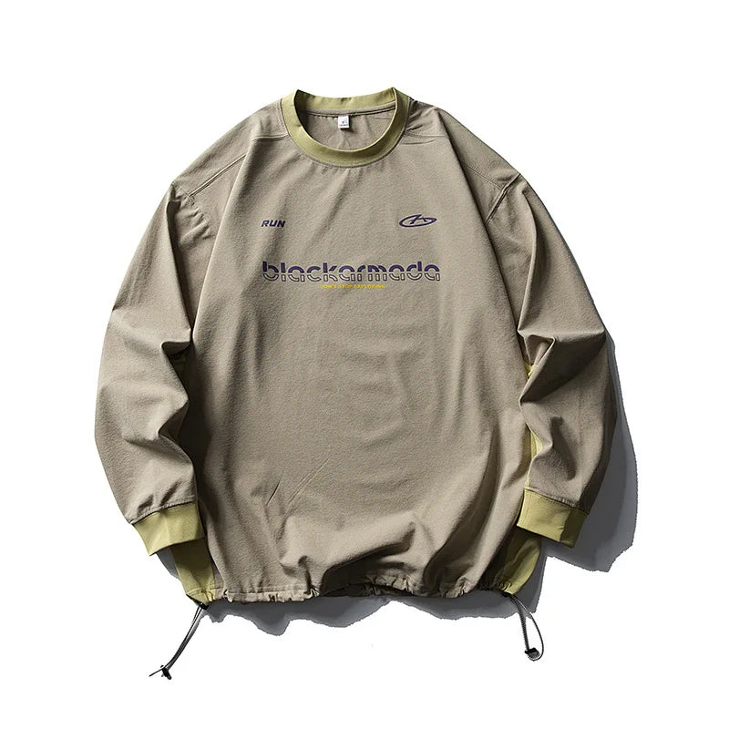 HEARUJOY  -  Japanese Retro Letter Print Long-Sleeve T-Shirt Unisex Casual Base Layer - Autumn Quick-Dry Sportswear Tees Outdoor