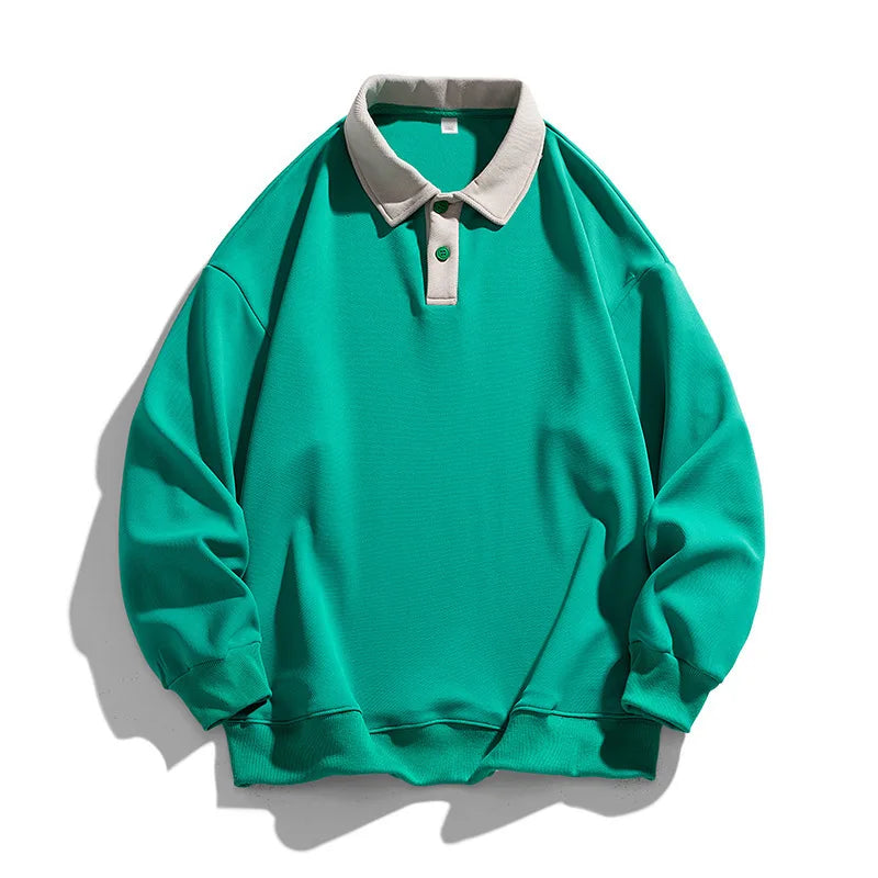 HEARUJOY  -  Men Loose Fit Long Sleeve Hooded Sweatshirt Vintage Streetwear Hong Kong Style Pullover Top For Casual Spring Autumn Outfits