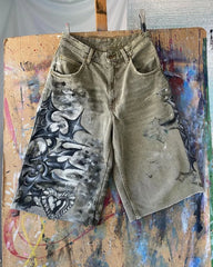 HEARUJOY  -  High Street Fashion Brand High Waist Washed Denim Shorts Women Y2k American Hip Hop Rock Fashion Graffiti Oversized Shorts Men