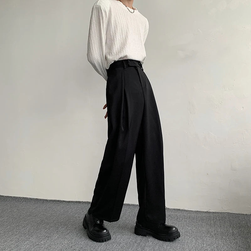 HEARUJOY  -  Korean Black Suit Pants Men Oversized Fashion Social Mens Dress Pants Loose Straight Wide Leg Pants Mens Office Formal Trousers