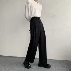 HEARUJOY  -  Korean Black Suit Pants Men Oversized Fashion Social Mens Dress Pants Loose Straight Wide Leg Pants Mens Office Formal Trousers