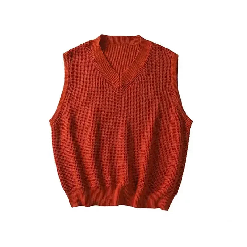 HEARUJOY  -  Men's Clothing Sleeveless Vest Blue Waistcoat Knit Sweater Male V Neck Red Thick Winter Sheap High Quality Replica Street Ugly A