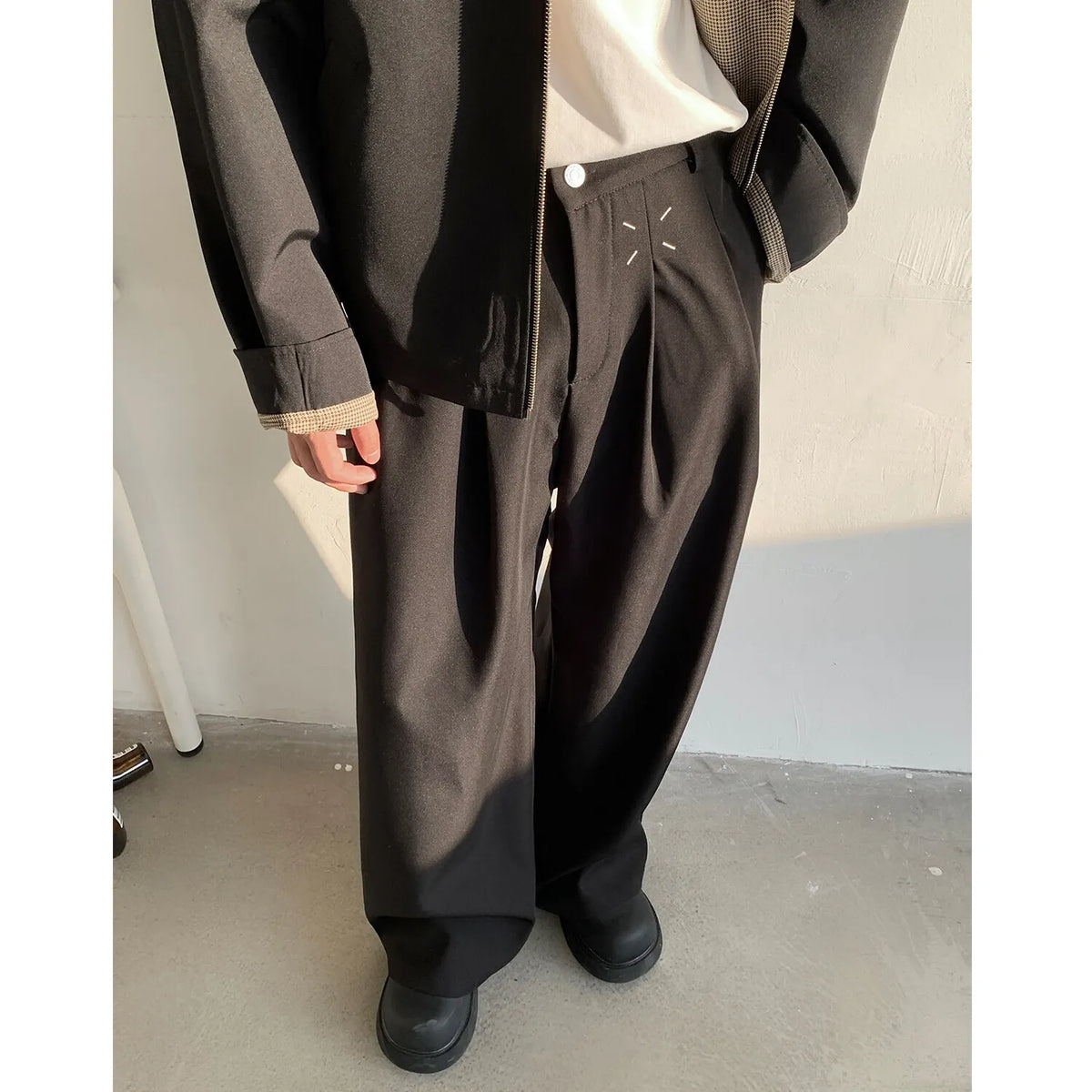 HEARUJOY  -  Suit Pants Men Society Mens Black Dress Pants Korean Loose Casual Wide Leg Pants Mens Office Formal Trousers Plus Size 5XL