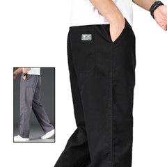 HEARUJOY  -  Big Size Men's Casual Cotton Pants Relaxed Fit Long Trousers Elastic Waist Drawstring Sweatpants Mens Jogger Pants Summer Spring