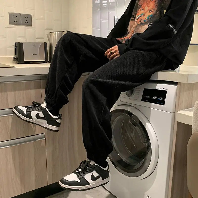 HEARUJOY  -  Man Sports Pants Harem Trousers Comfortable Y2k Cool Autumn Winter Casual Korean Sweatpants for Men Fleece-lined and Extra Thick