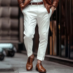 HEARUJOY  -  Fashion Men business Casual Suit Pants Diagonal Pocket Comfort Breath Straight Trouser Spring  Autumn Daily Leisure Pant For Man