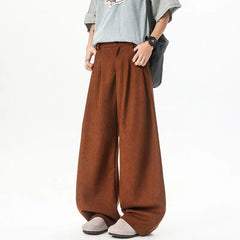 HEARUJOY  -  Corduroy Pants Men Oversized Fashion Black Casual Wide Leg Pants Men Streetwear Korean Loose Corduroy Suit Pants Mens Trousers
