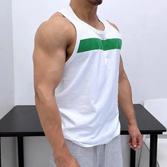 HEARUJOY  -  100% Cotton Vest Men Sleeveless Sprots Slim Fit T-shirt Summer Fitness Muscles Tank Top Beach Contrast Color Tee Mens Clothing